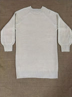 Women's Sweater Dress, Women's Long Sleeve Crew Neck Textured Knitted Dresss - Apricot