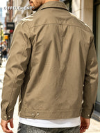 Men'S Casual Utility Shirt Jacket, Daily Commute Windproof Durable Twill Fabric Loose Collar Multi-Pocket Straight Cut Urban Outdoor Walking Street Style Metal Button Plaid Lining Long Sleeve Utility Coat - Khaki