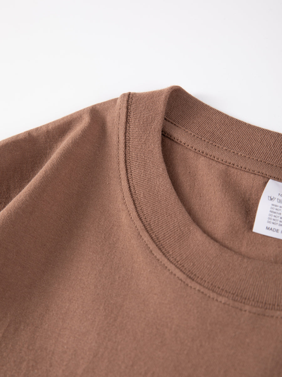 Heavyweight Men's 100% Pure Cotton Crew Neck Printed T-Shirt, a Stylish and Versatile High-Quality Top, an Essential for Daily Wear, Street Jogging, and Other Casual Outfits - Coffee Color