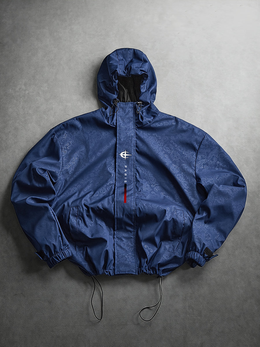 Men's Hooded Sports Jacket with Letter Print and Drawstring Hem, Spring and Autumn Daily Outings, Parties, Holidays, Old Boyfriend, Husband Gift - Blue