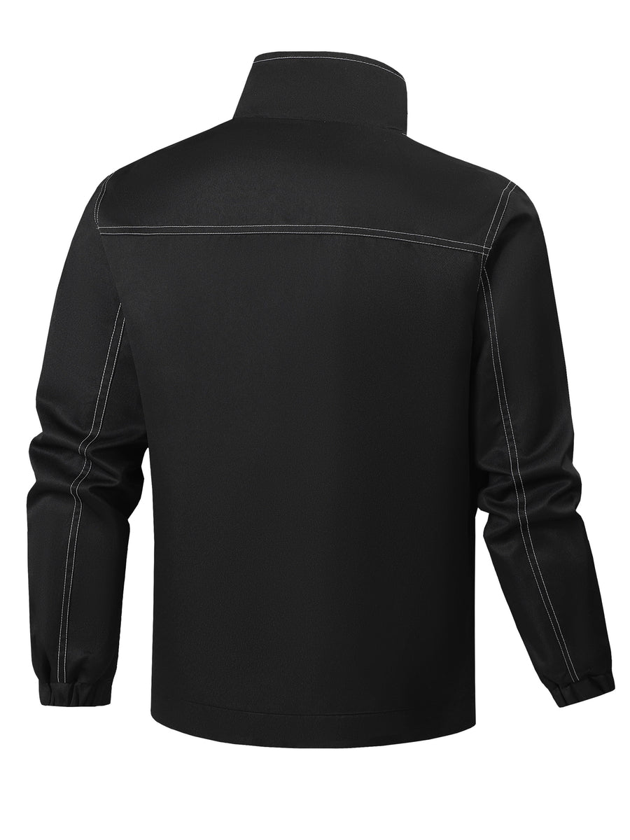 Men'S Casual Zip-Up Windbreaker Jacket Fall Winter Thin Outwear Casual Outdoor Jogging Men'S Stand-Up Collar Top Versatile Sports Jacket - Black