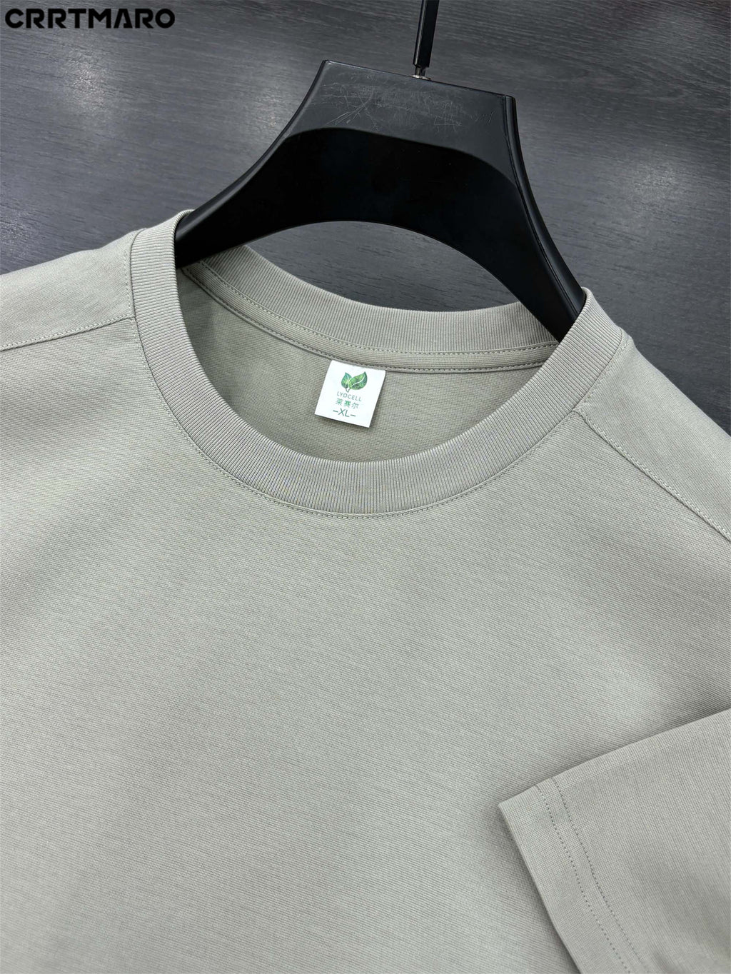Katemar CRRTMARO New Summer Round Neck Ice Silky Fiber Fabric Quick-Dry Short Sleeve T-Shirt for Young Men, Loose Fit Casual Short Sleeve Top, Men's Apparel NKY - Khaki Green