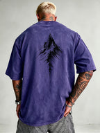 Men'S Heavyweight Distressed T-Shirt Washed Acid Wash Graphic Tee Vintage Aesthetic Streetwear Pure Breathable Comfort High Street Style Minimalist Casual Gym Workout Short Sleeve Essential Undershirt 2026 Summer New - Royal Blue