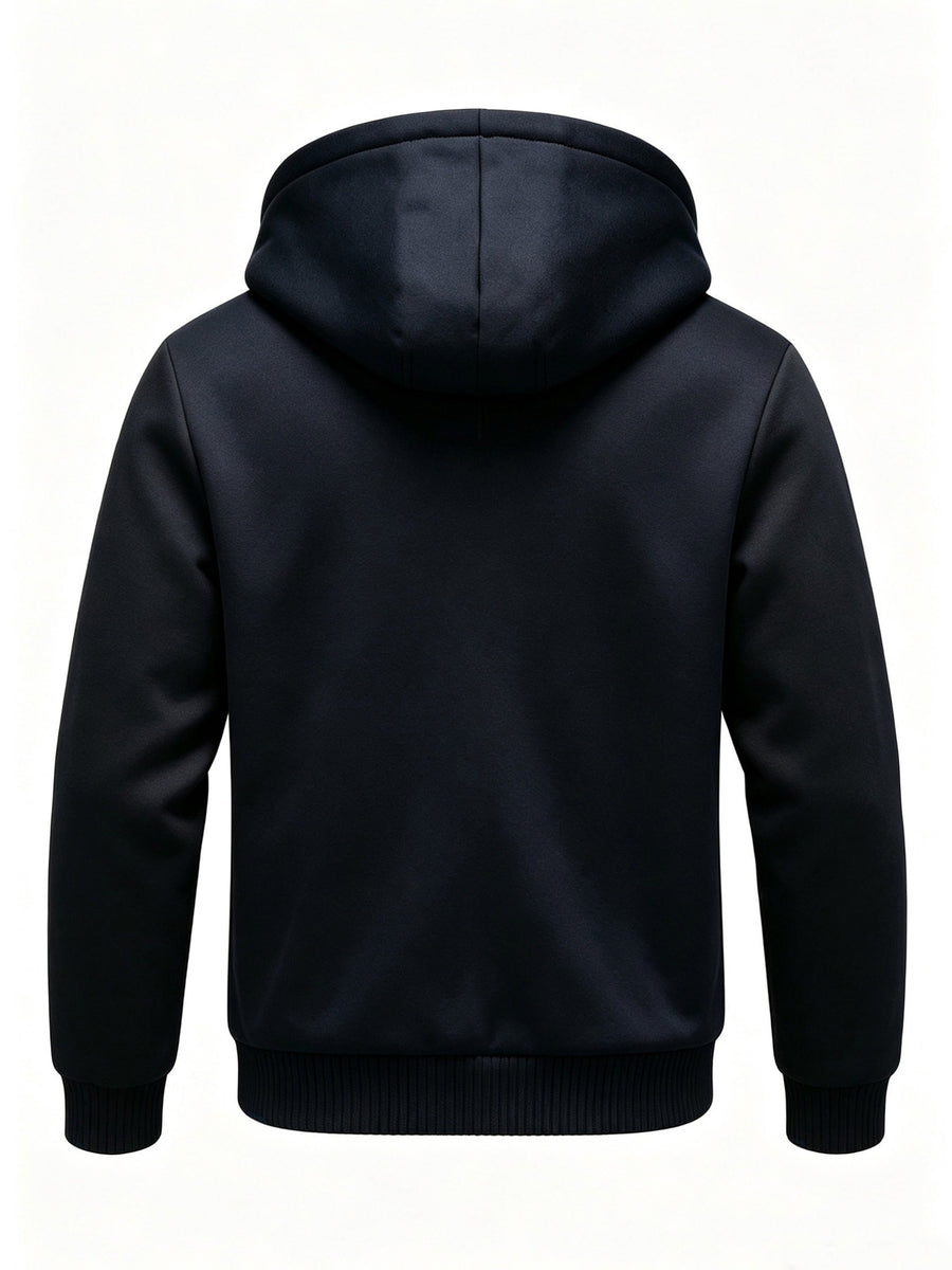 Men'S Thick Thermal Zip-Up Jacket Winter Heavyweight Fleece Hoodie Sport Casual Sherpa Lined Coat Winter Clothes for Men - Black