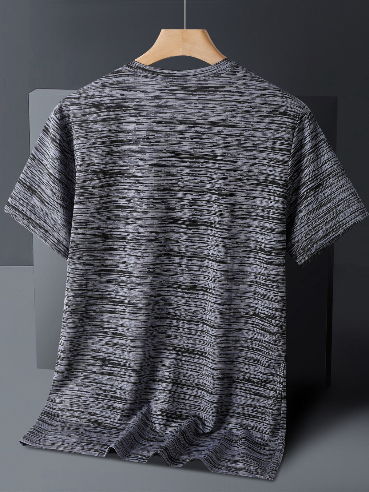 5pcs Men's Sports & Fitness Breathable Quick-Dry T-Shirts, Outdoor Travel Casual Running Printed Short-Sleeve Tees, Easy to Clean and Maintain, Lightweight T-Shirts for Daily Leisure and Gatherings, Classic Crew Neck Shirts - Dark Gray + Dark Blue + Army Green + Light Gray + Black