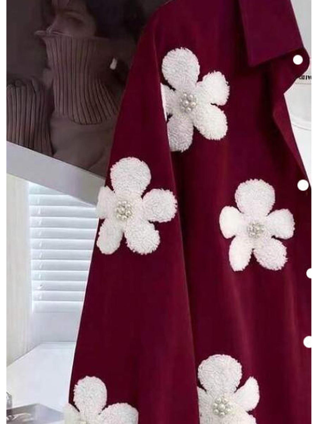 Women's Pretty Shirt, Floral Print Blouse with Faux Pearl Embellishments, Women's Long Sleeve Shirt, Printed Design - Not Textured ZD260727076 - Mixed Color 1