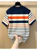 Men's Casual Crew Neck T-Shirt, Classic Striped Design with "PARIS" Word Graphic, Draped Fashion Top, All-Season Wear, Breathable Regular Fit for Daily and Formal Outfits - Crew Neck Casual Top, Comfortable to Wear, Gift for Teens and Adults - Mixed colors