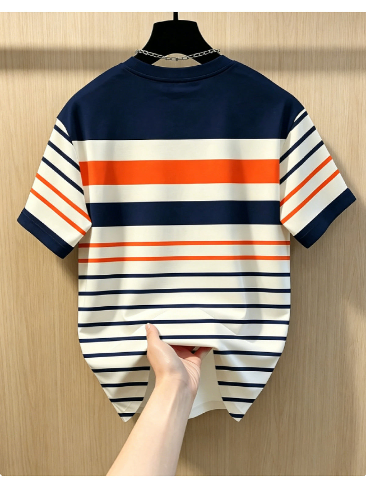 Men's Casual Crew Neck T-Shirt, Classic Striped Design with "PARIS" Word Graphic, Draped Fashion Top, All-Season Wear, Breathable Regular Fit for Daily and Formal Outfits - Crew Neck Casual Top, Comfortable to Wear, Gift for Teens and Adults - Mixed colors
