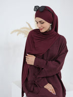 1pc Headless Scarf: Elegant Cuff Drawstring, Comfortable and Casual Solid Color, Suitable for Outdoor Travel and Daily Wear. Loose Women's Abaya Dress. Abayas for Women, Muslim, Women's Long Dresses, Oriental Arabic Robe, Abaya Dress - Deep Red