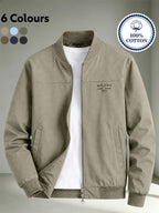 Men's Autumn/Winter 100% Zip-Up Pilot Jacket Coat, MILANO Print Zipper Stand Collar Casual Baseball Jacket, 6 Colors Available, Casual, Simple, Breathable, Lightweight Outerwear Winter Clothes for Men - Khaki