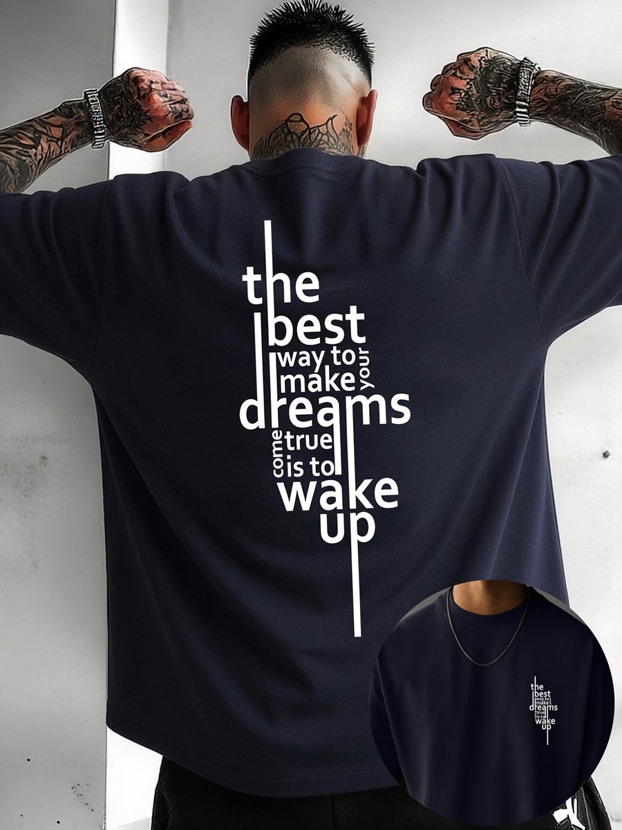 Men'S New 100% T-Shirt, Letter Print on Back Comfortable Soft Breathable All-Season Casual Daily Versatile - Navy blue color