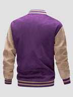 Men'S Casual Fashion Loose Comfortable Breathable Velvet Couple Jacket, All-Match Individual Letter Embroidery Outdoor Sports Baseball Coat, Suitable for Daily Commute Wear, Ideal Gift - Purple