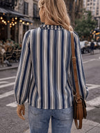 Stripe Chiffon Shirt, Fashionable Comfortable Breathable - Multicolor