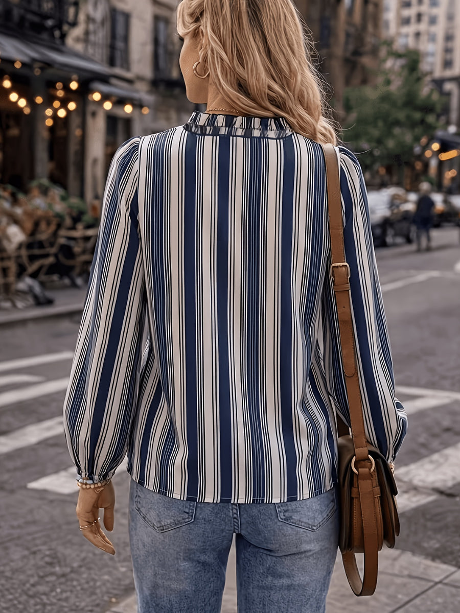 Stripe Chiffon Shirt, Fashionable Comfortable Breathable - Multicolor