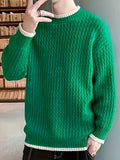 New Autumn and Winter Fashionable and Versatile Casual College Style Loose Round Neck Sweater - fern green