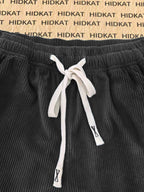 Women'S New Casual Corduroy Shorts, Waist Drawstring, Summer Thin Fashion Shorts Suitable for Daily Leisure, Wear - Black