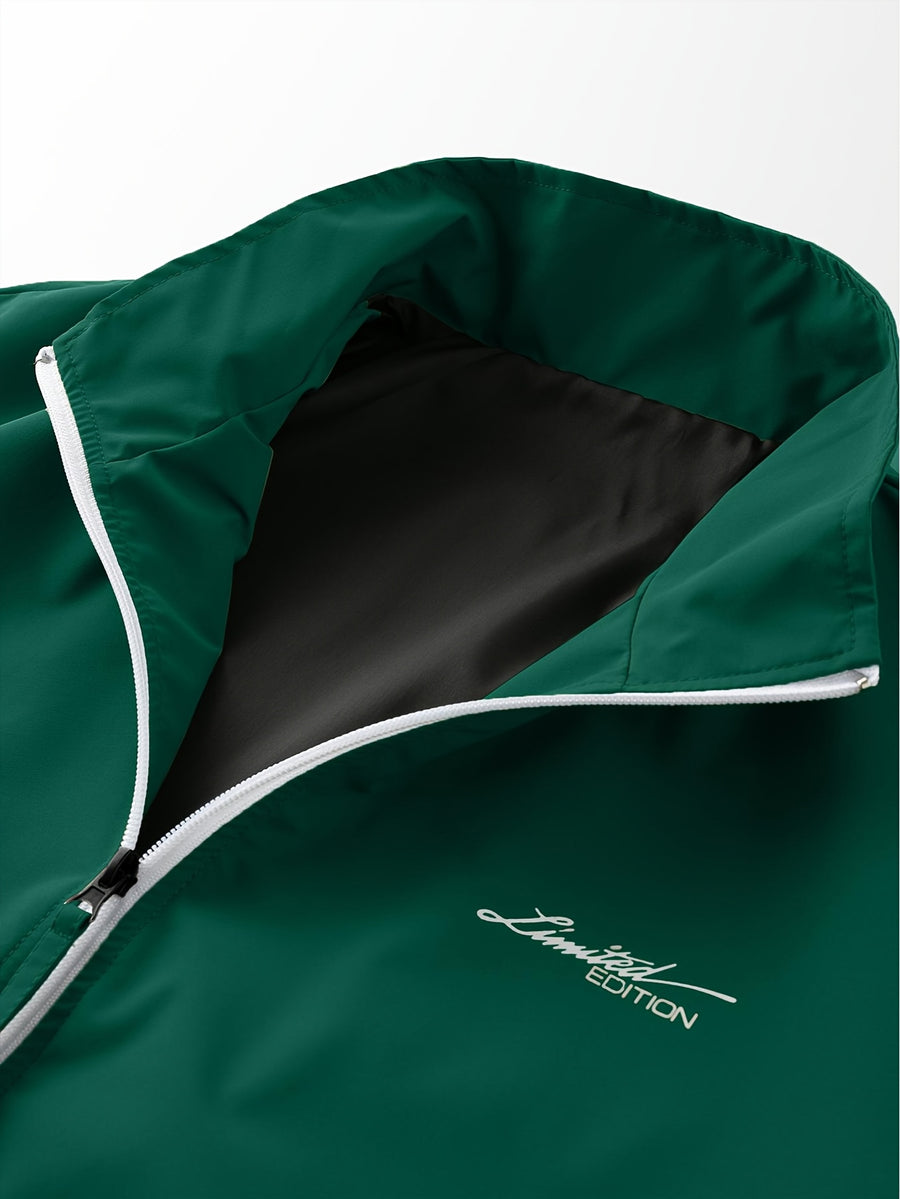 Men'S Sports Casual Jacket with a Contrasting Zipper Design And Print Details, Model JK5653 - Green
