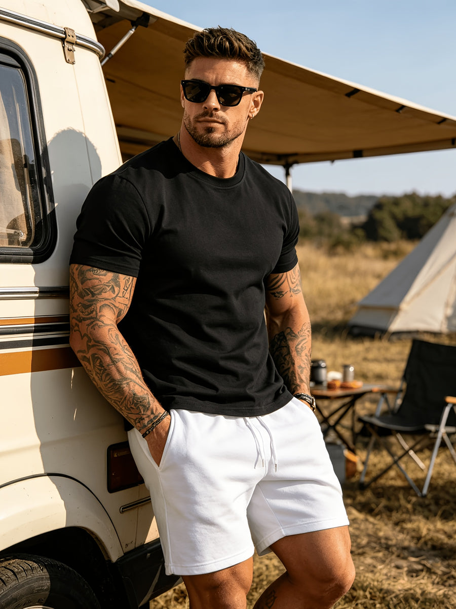3pcs Set Spring Summer Fashion Athletic Short Sleeve Men'S Top Summer New Breathable Casual Comfortable Versatile Trendy Outerwear T-Shirt - Mixed Color 9