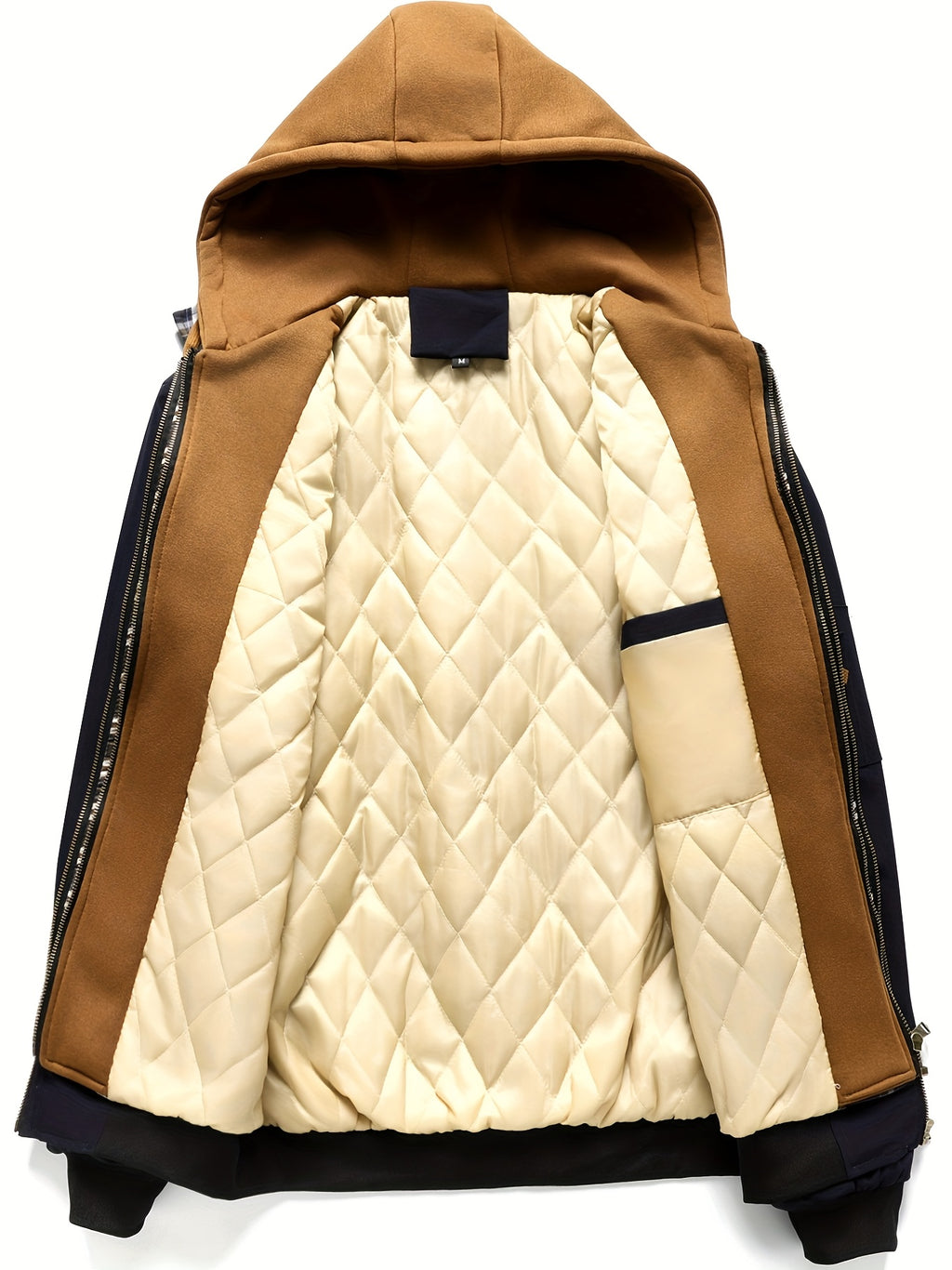 Spring Autumn Men'S Jacket Outerwear Plaid Hooded Cardigan Sports Casual Preppy Fashion - Black