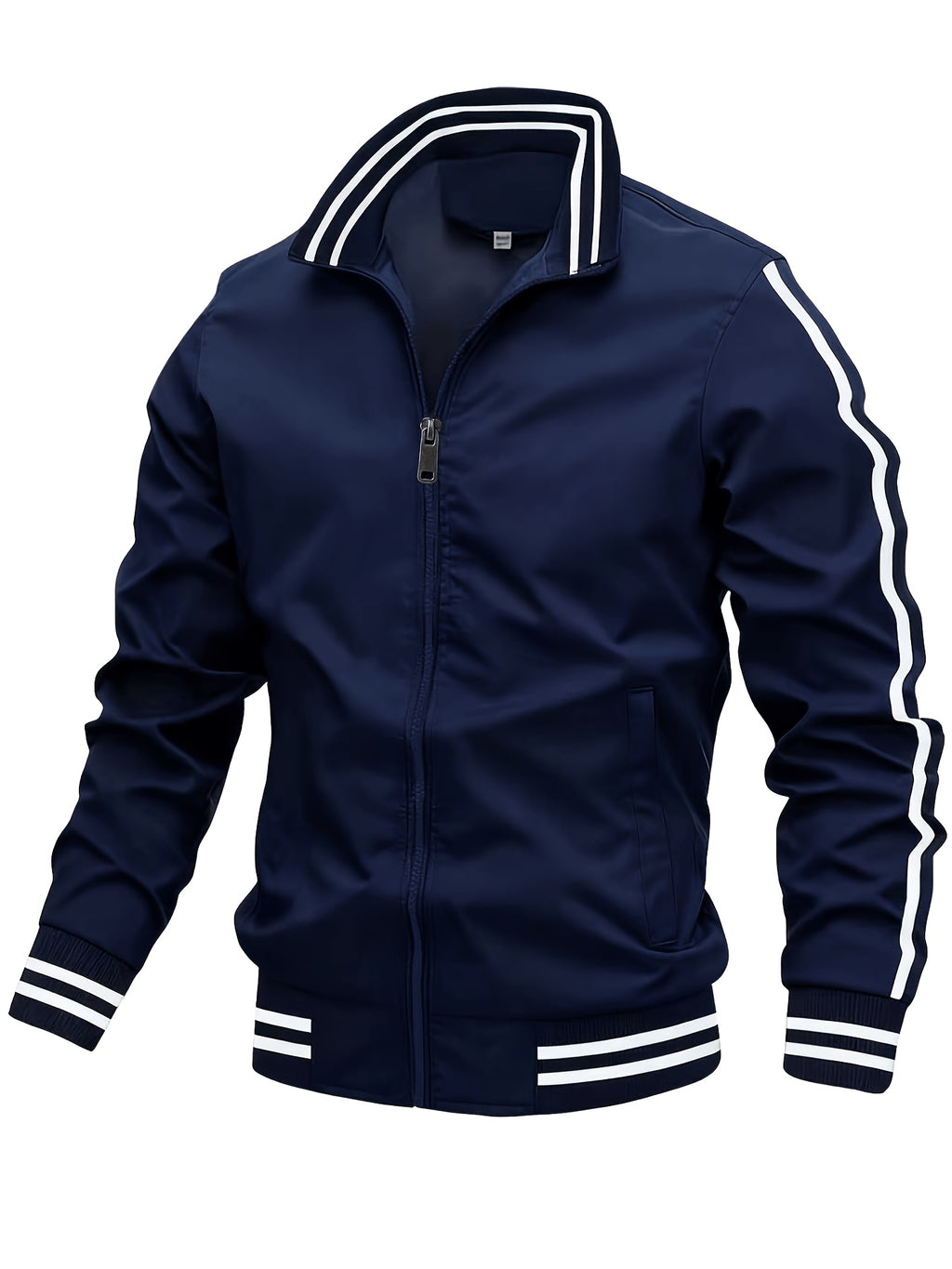 Men'S New Casual Sports Jacket, Outdoor Breathable Running Coat, Casual Zipper Stand-Up Collar Jacket Trench Coat, Suitable for Outdoor Hiking Fitness Activities, Multi-Color Available - Navy Color