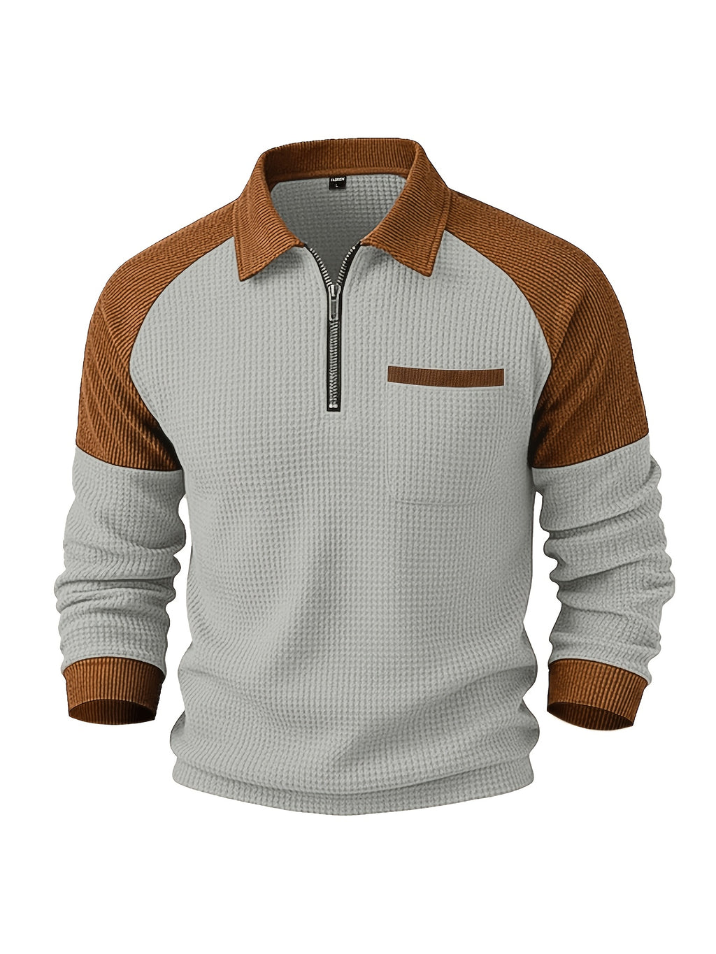 [Star Prosperity OBM] 5pcs Men'S Autumn Winter Light Luxury New Breathable Comfortable Textured Ribbed Polo Shirt with Stand Collar And Half-Zip Design, Men'S Suit Collar Patchwork Zipper Design Shirt Jacket, Shoulder Ribbed Design Sweatshirt - Mixed colors
