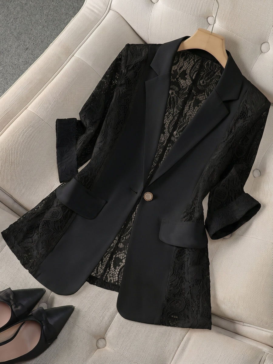 European and American Cross-Border Women's Blazer, Single Top, Fashionable, Elegant, and Versatile New Arrival - Black