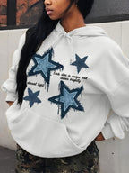 Graphic-Print Hooded Sweatshirt for Autumn And Winter, Women's Clothing - White