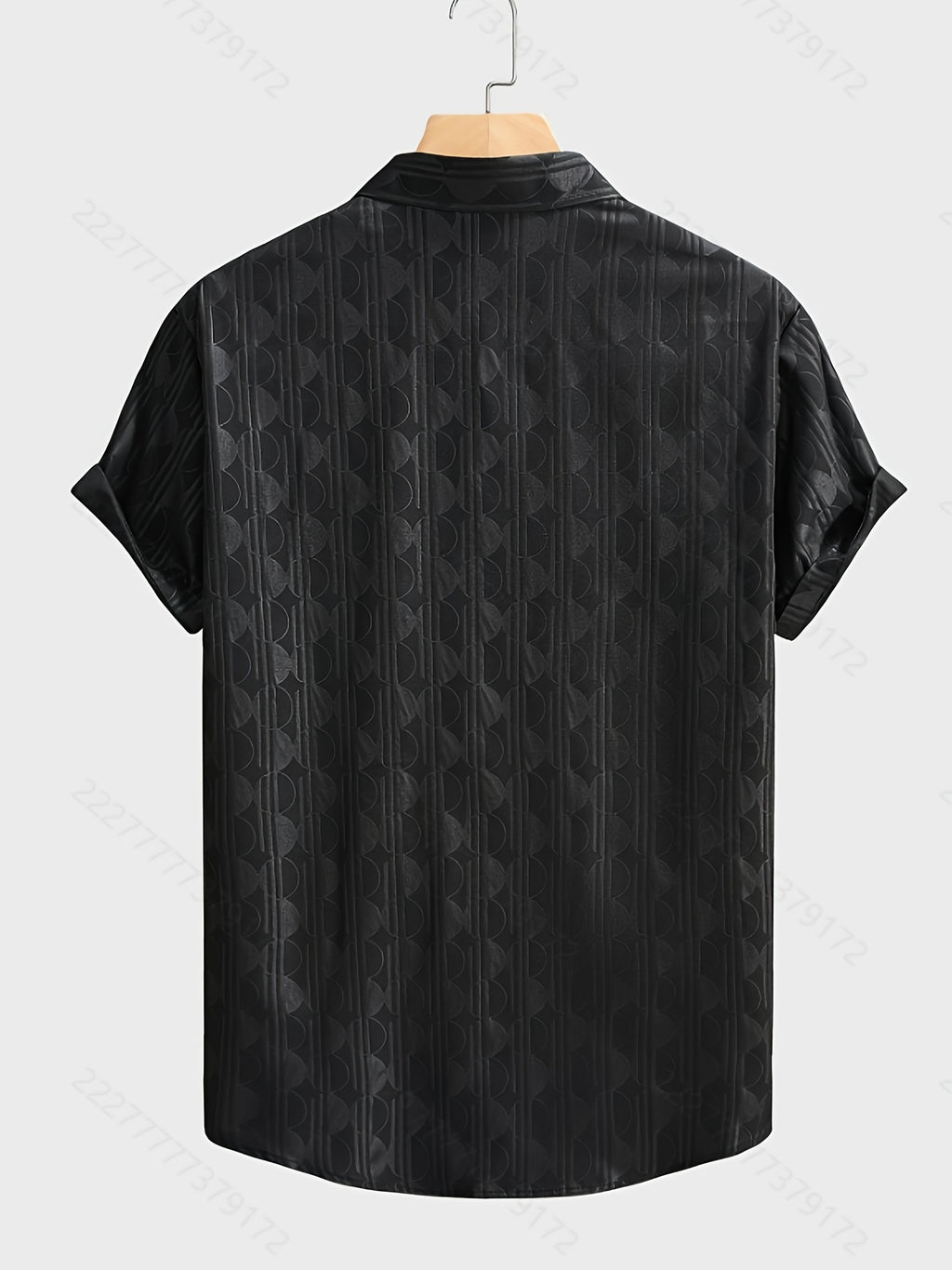 Summer Men's Casual Fashion Embossed Short Sleeve Shirt, Chinese Size, Please Check The Size Guide Carefully - Charcoal Black