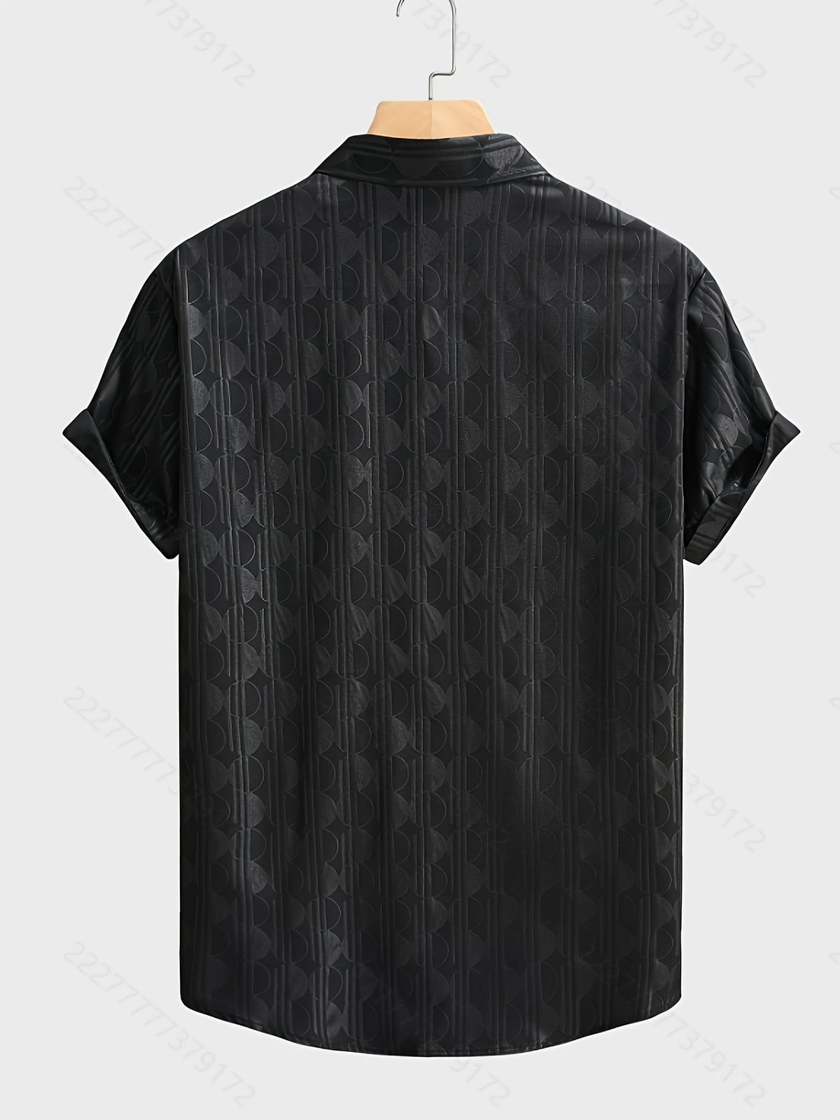 Summer Men's Casual Fashion Embossed Short Sleeve Shirt, Chinese Size, Please Check The Size Guide Carefully - Charcoal Black