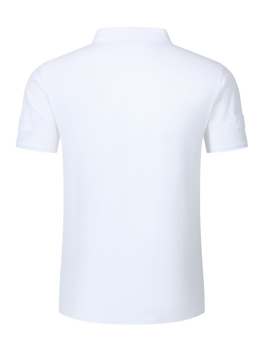 Men's Solid Color V-Neck Short Sleeve T-Shirt, Summer Casual Breathable Solid Color Top, Simple Fashionable Trendy Men's Clothing - White