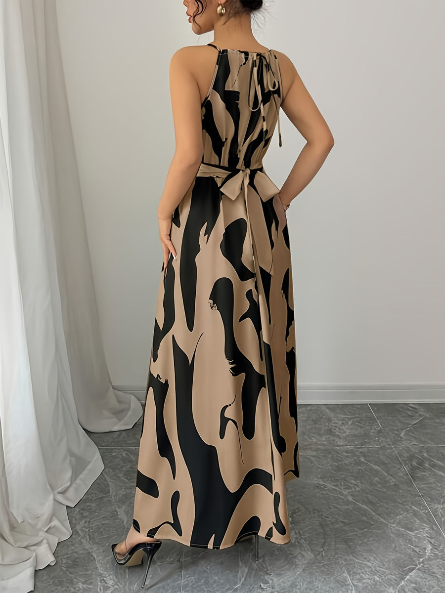 Elegant Off the Shoulder Ladies' Dress | Asymmetric Color Block, Twist Pattern, Hollow Waist Design, Fit and Flare Style - Mixed colors