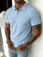 Men's Polo Shirt, Light Business Style, Exuding the Charm of a Mature for Man, Suitable for Formal Occasions and Casual Office Wear - Sky Blue