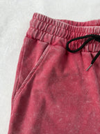 Small Niche Design, Fashionable and Trendy Patterns, Printed Women's Summer Retro Washed Distressed Shorts, Loose and Casual - Red