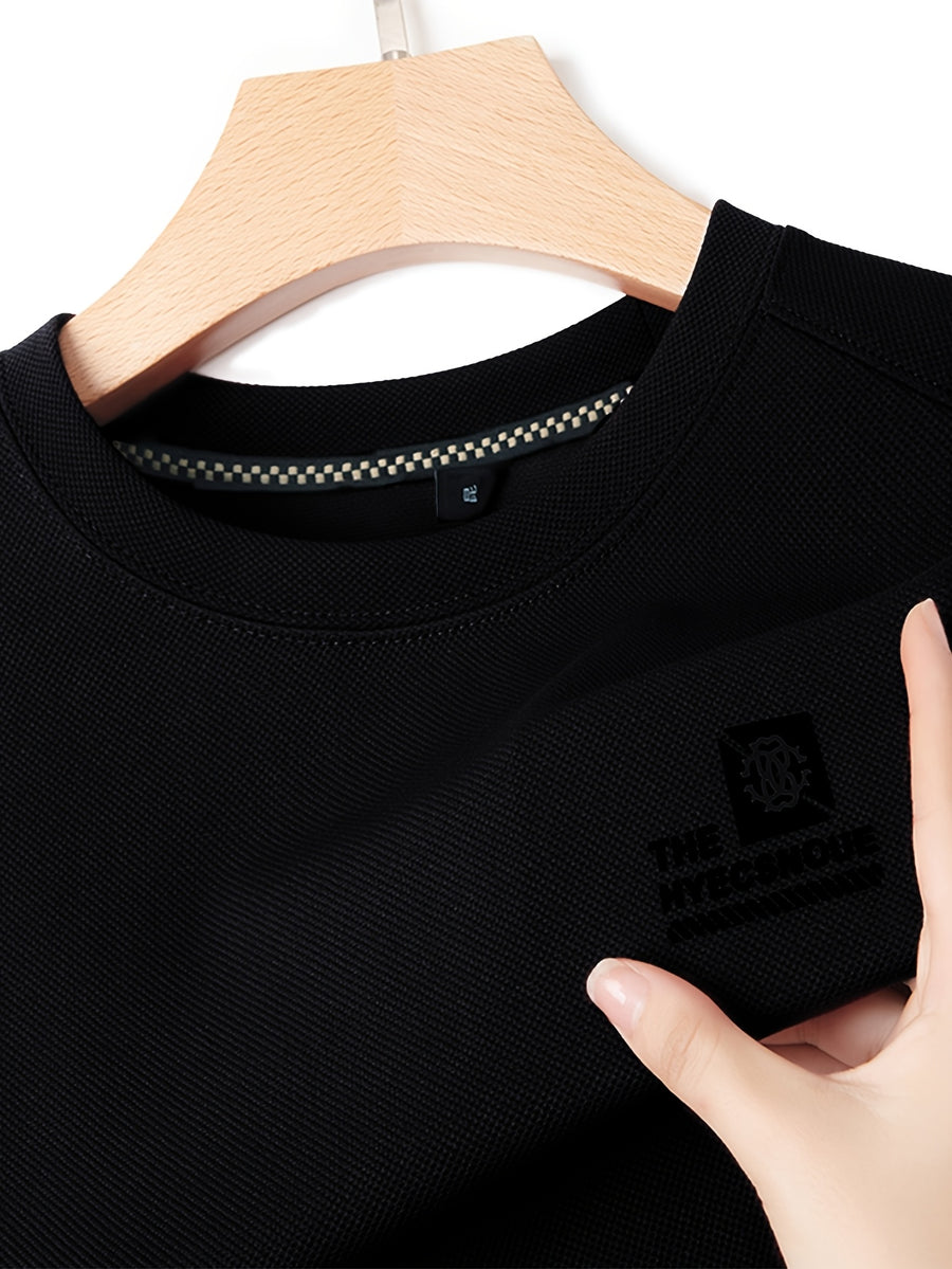 Minimalist Urban Crewneck Sweatshirt for Portable Daily Commuting - Black