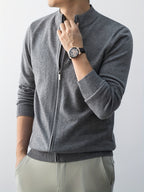 2025 New Christmas Gift Men's Zipper Knit Cardigan Jacket, Suitable for Outdoor Casual Gatherings, Wearable in Spring, Autumn, and Winter - Flecking Gray