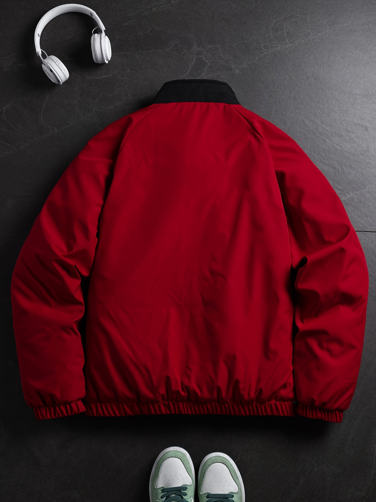 2026 Autumn/Winter New Men'S Color-Blocked Retro Stand-Up Collar Jacket Letter Street Trendy Jacket Regular Edition Fashionable Dressing Suitable for Multiple Scenarios Versatile Single Item - Red