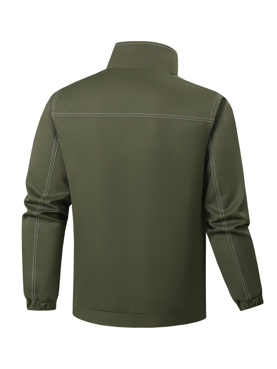 Men'S Casual Zip-Up Windbreaker Jacket Fall Winter Thin Outwear Casual Outdoor Jogging Men'S Stand-Up Collar Top Versatile Sports Jacket - fern green