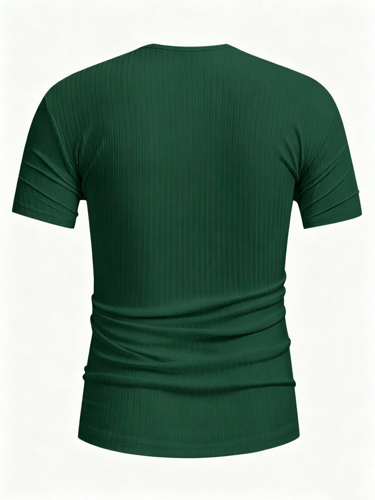 [Qiaoximei OBM] Pinstripe Henley Shirt, Solid Color Easy Casual T-Shirt, Comfortable Soft Breathable Fabric, Suitable for Men'S Daily Work And Beach Vacation Wear, Fashionable Athletic Clothing - Green