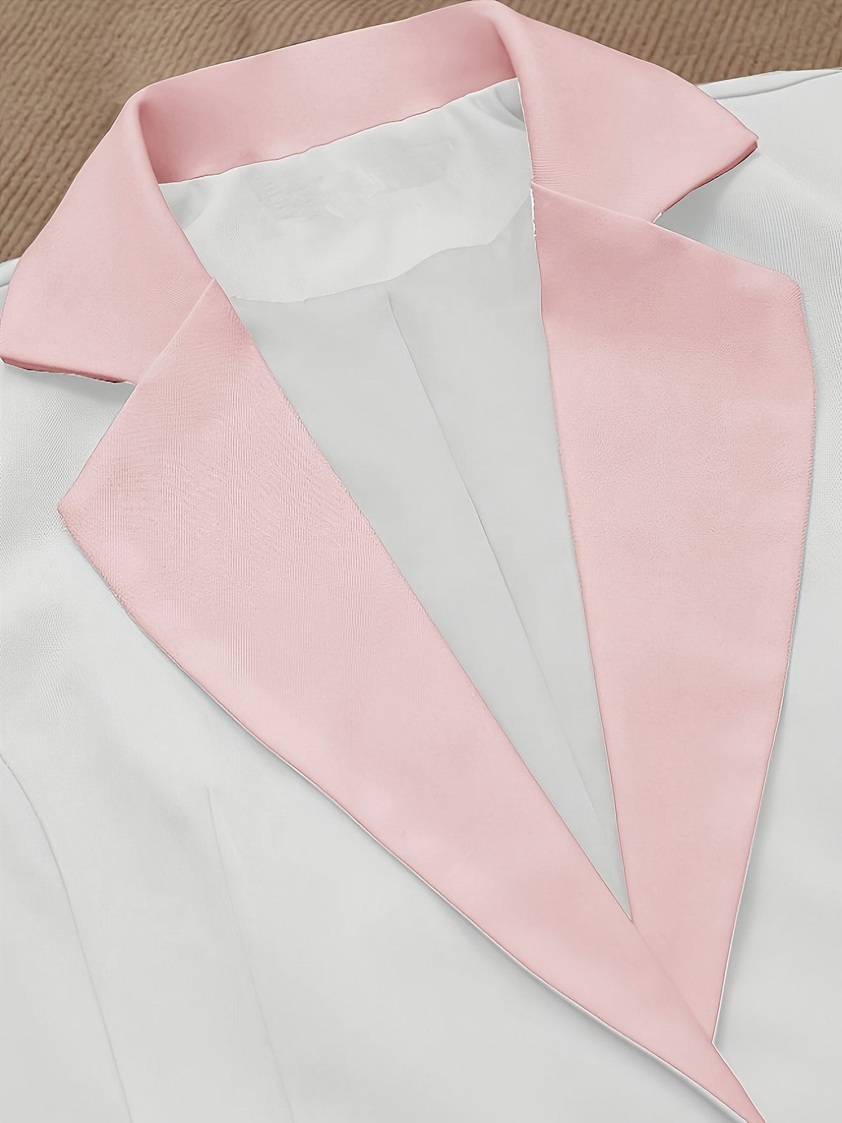 ASD1 Fashionable Women's Elegant Suit Jacket, Stylish Slim-Fit with Contrast Color Lapels and Single-Breasted Closure - White