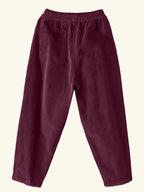 Plus Size - Plus Size - Women'S Elegant Wide-Leg Corduroy Harem Pants - Tapered Design with Pockets, All-Season Corduroy Trousers, Suitable for Casual And Formal Occasions - Burgundy