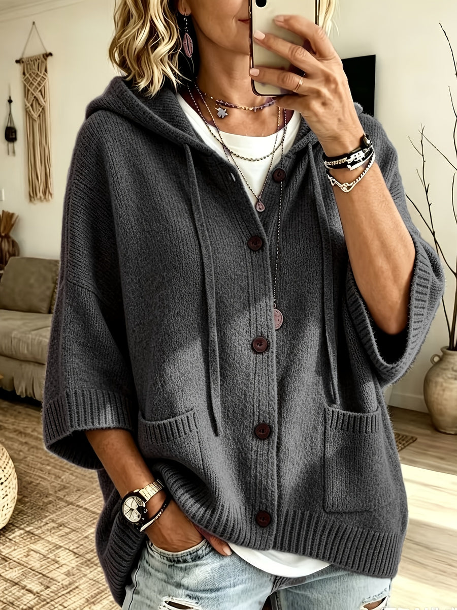 Elegant Casual Pocket Cardigan for Women - Grey