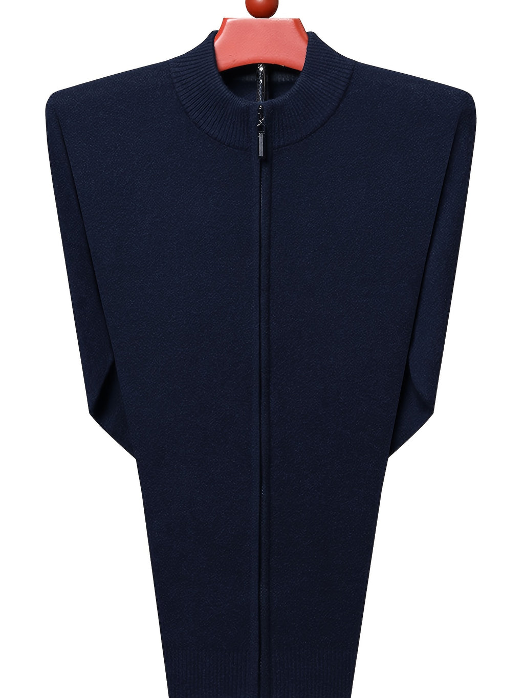 Men's Stand Collar Zipper Solid Color Knit Cardigan, Business Casual Style, Simple Solid Color, Slim Fit Not Tight, Versatile and Practical - Shangqing