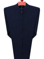 Men's Stand Collar Zipper Solid Color Knit Cardigan, Business Casual Style, Simple Solid Color, Slim Fit Not Tight, Versatile and Practical - Shangqing
