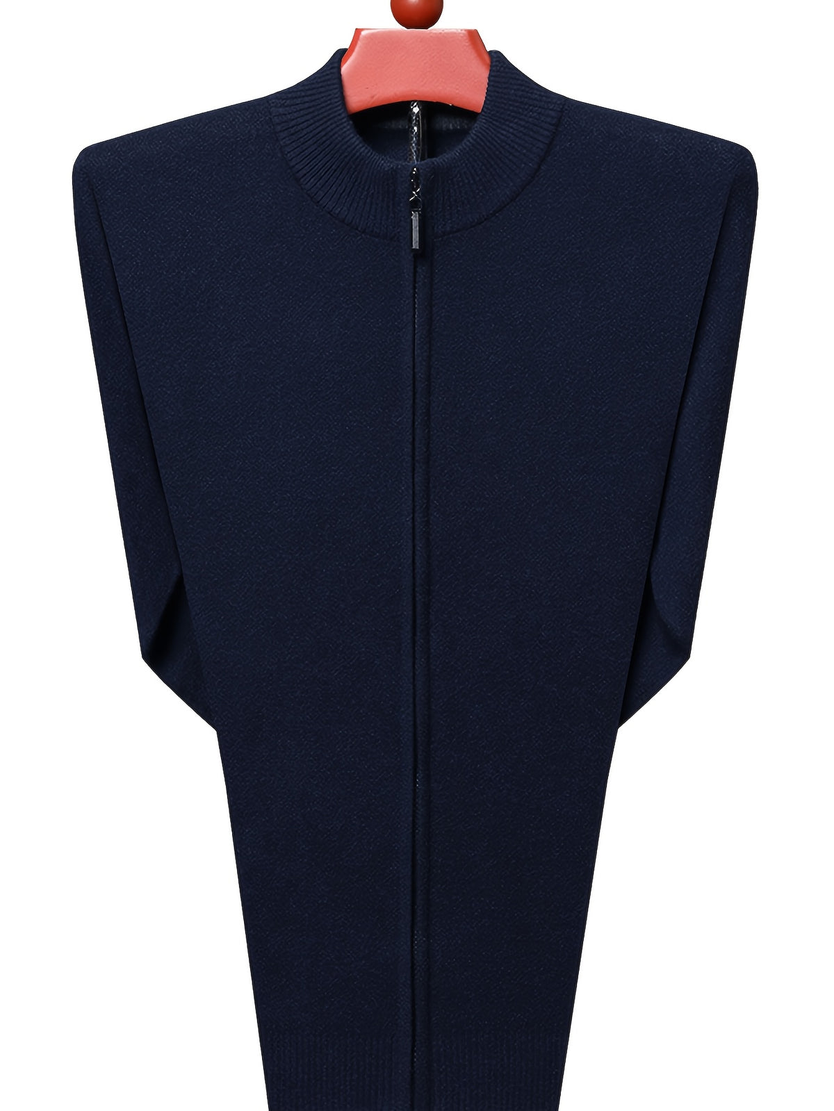 Men's Stand Collar Zipper Solid Color Knit Cardigan, Business Casual Style, Simple Solid Color, Slim Fit Not Tight, Versatile and Practical - Shangqing