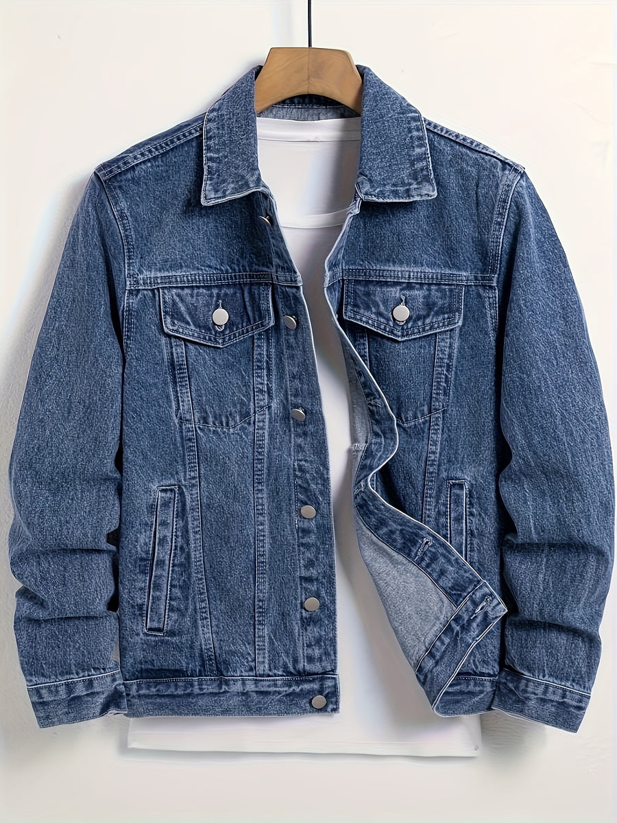 Men's Casual Denim Jacket - Sea Blue