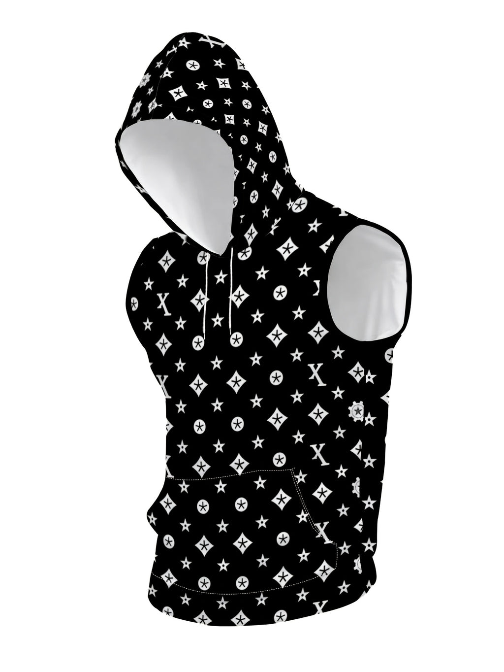 Men'S Hooded Sleeveless Sports Top Black And White Star Pattern Breathable Gym Clothing for Daily Training Running Outdoor Fashion Comfortable Casual Wear - Mixed colors
