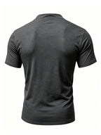 Men'S Summer New Style Henley Collar Tie-Front Short Sleeve T-Shirt, Individual And Fun Print Design with Texture, High-Elastic Regular Fit Made of Breathable And Skin-Friendly Fabric, Suitable for Daily Outings, Fishing, Outdoor Cycling, Running - Dark Gray