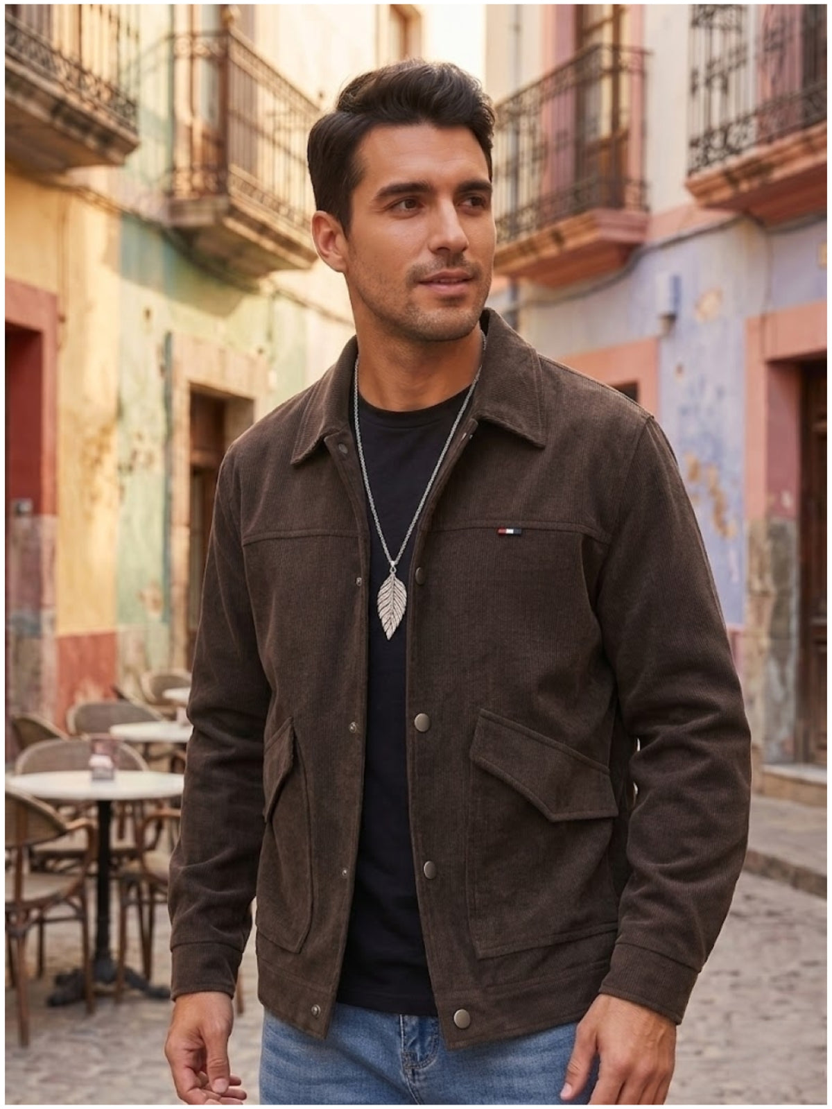 2026 Spring Men's Urban High Street Style Casual Jacket, Trendy Streetwear Swagger Outerwear for Parties, Dates, and Commuting, Versatile Workwear Top, Loose Youth Streetwear Brand, Simple Solid Color Handsome Men's Outerwear - Coffee Color