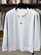 Men's 2-in-1 Look V-Neck Sweatshirt, Loose Drop Shoulder, Casual Pullover Long Sleeve, Suitable for Daily Commuting and Leisure. -SINBOS - Light Grey