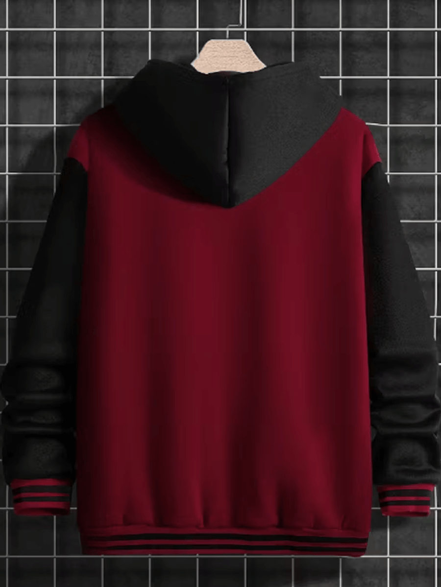 Heavy Fabric American Baseball Jacket, Durable And Non-Deforming, American Retro Street Style 1990 Large A Letter Coat - Burgundy